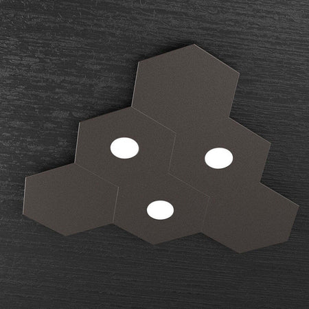 Plafoniera-Moderna-6-Moduli-Hexagon-Metallo-Marrone-3-Luci-Led-12X3W