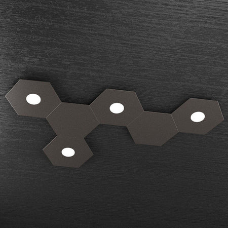 Plafoniera-Moderna-6-Moduli-Hexagon-Metallo-Marrone-4-Luci-Led-12X4W