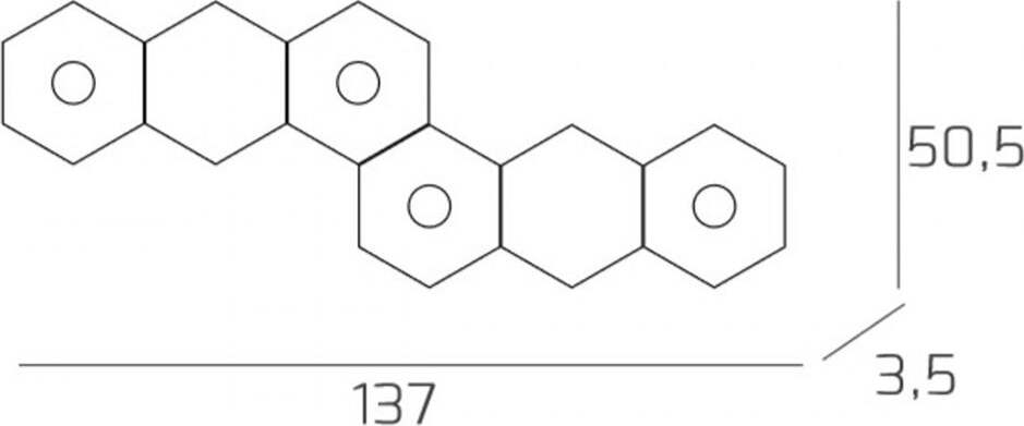 Plafoniera-Moderna-6-Moduli-Hexagon-Metallo-Sabbia-4-Luci-Led-12X4W