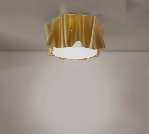 Plafoniera-Moderna-A-5-Luci-Folio-In-Polilux-Oro-Made-In-Italy