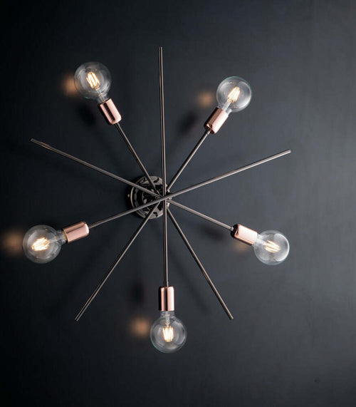 Plafoniera-Moderna-Bloom-Cromo-Nero-Rame-5-Luci-E27