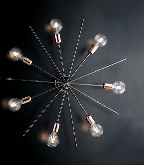 Plafoniera-Moderna-Bloom-Cromo-Nero-Rame-7-Luci-E27