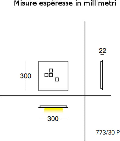 Plafoniera-moderna-Cattaneo-illuminazione-PLATEAU-773-30P-LED-18W-1520LM-3000°K-lampada-soffitto-parete-dimmerabile-IP20
