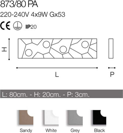 Plafoniera-moderna-Cattaneo-STREET-SYSTEM-873-80PA-LED-9W-GX53-4-luci-lampada-parete-soffitto-metallo-rettangolare-interno