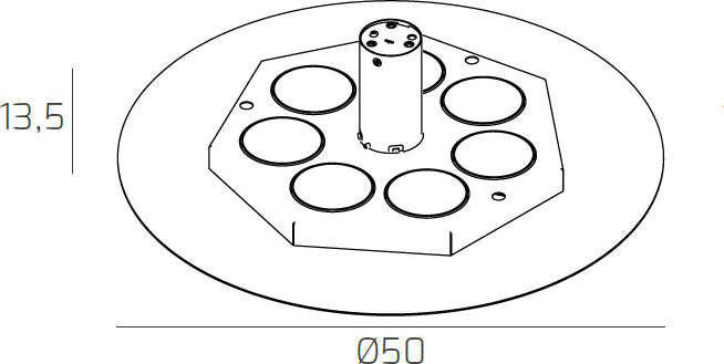 Plafoniera-Moderna-Disk-Metallo-Grigio-7-Luci-Gx53