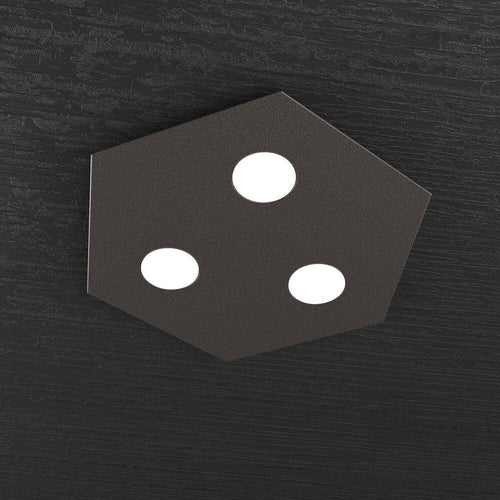 Plafoniera-Moderna-Esagonale-Hexagon-Metallo-Marrone-3-Luci-Led-12X3W