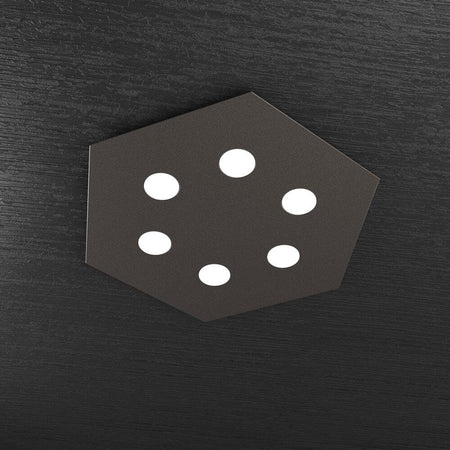 Plafoniera-Moderna-Esagonale-Hexagon-Metallo-Marrone-6-Luci-Led-12X6W