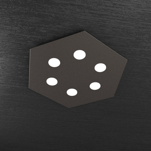 Plafoniera-Moderna-Esagonale-Hexagon-Metallo-Marrone-6-Luci-Led-12X6W