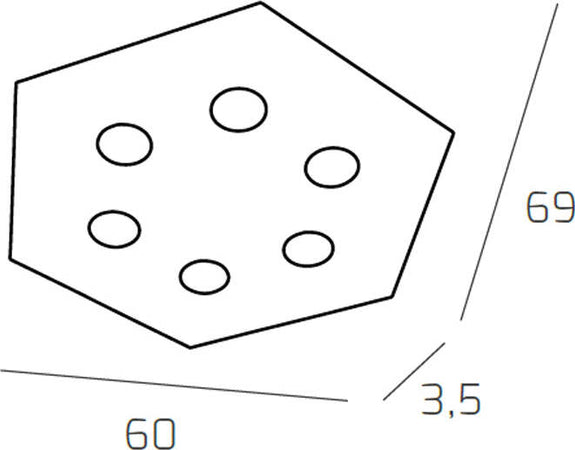 Plafoniera-Moderna-Esagonale-Hexagon-Metallo-Marrone-6-Luci-Led-12X6W