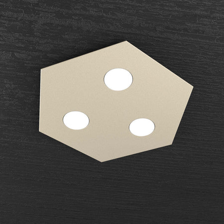 Plafoniera-Moderna-Esagonale-Hexagon-Metallo-Sabbia-3-Luci-Led-12X3W