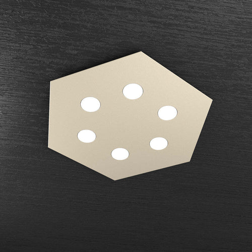 Plafoniera-Moderna-Esagonale-Hexagon-Metallo-Sabbia-6-Luci-Led-12X6W