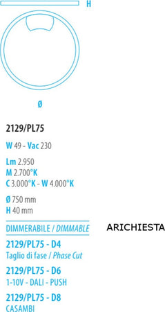 Plafoniera-moderna-Fratelli-Braga-LOOP-2129-PL75-LED-alluminio-lampada-parete-soffitto