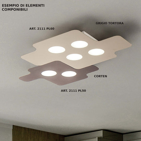 Plafoniera-moderna-Fratelli-Braga-PUZZLE-2111-PL50-LED-metallo-lampada-soffitto-parete