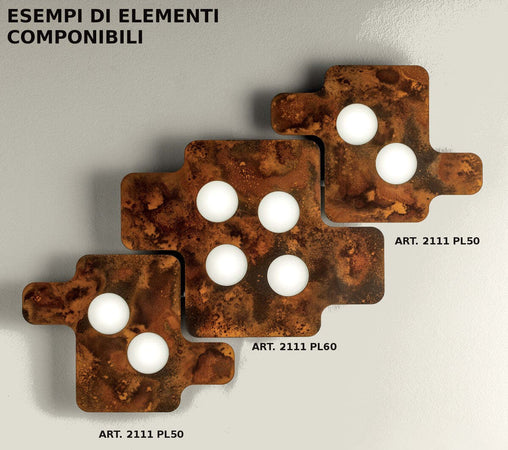 Plafoniera-moderna-Fratelli-Braga-PUZZLE-2111-PL50-LED-metallo-lampada-soffitto-parete