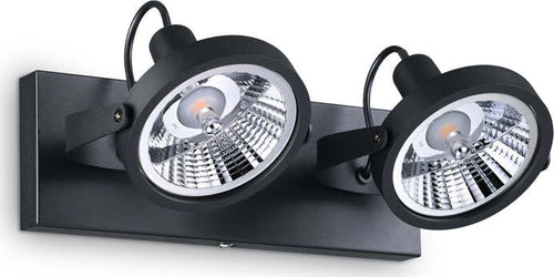 Plafoniera-Moderna-Glim-Metallo-Nero-2X10W-Gu10-3000K-Luce-Calda