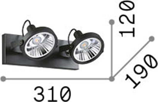 Plafoniera-Moderna-Glim-Metallo-Nero-2X10W-Gu10-3000K-Luce-Calda