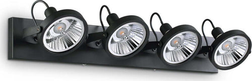 Plafoniera-Moderna-Glim-Metallo-Nero-4X10W-Gu10-3000K-Luce-Calda