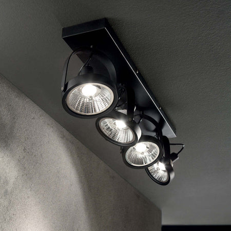 Plafoniera-Moderna-Glim-Metallo-Nero-4X10W-Gu10-3000K-Luce-Calda