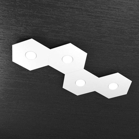 Plafoniera-Moderna-Hexagon-Metallo-Bianco-4-Luci-Led-12X4W