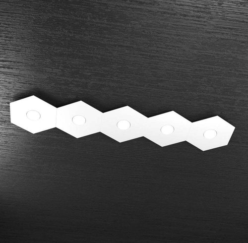 Plafoniera-Moderna-Hexagon-Metallo-Bianco-5-Luci-Led-12X5W