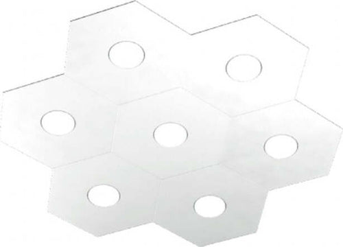 Plafoniera-Moderna-Hexagon-Metallo-Bianco-7-Luci-Led-12X7W