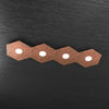 Plafoniera-Moderna-Hexagon-Metallo-Foglia-Rame-4-Luci-Led-12X4W
