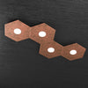 Plafoniera-Moderna-Hexagon-Metallo-Foglia-Rame-4-Luci-Led-12X4W