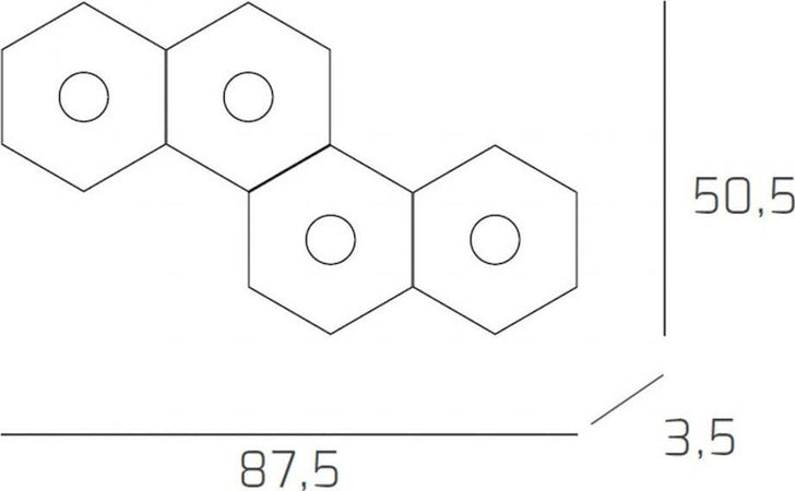 Plafoniera-Moderna-Hexagon-Metallo-Foglia-Rame-4-Luci-Led-12X4W