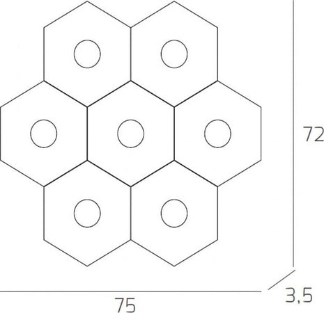 Plafoniera-Moderna-Hexagon-Metallo-Foglia-Rame-7-Luci-Led-12X7W