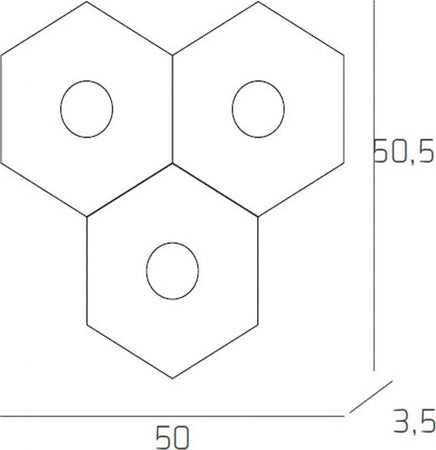 Plafoniera-Moderna-Hexagon-Metallo-Grigio-3-Luci-Led-12X3W