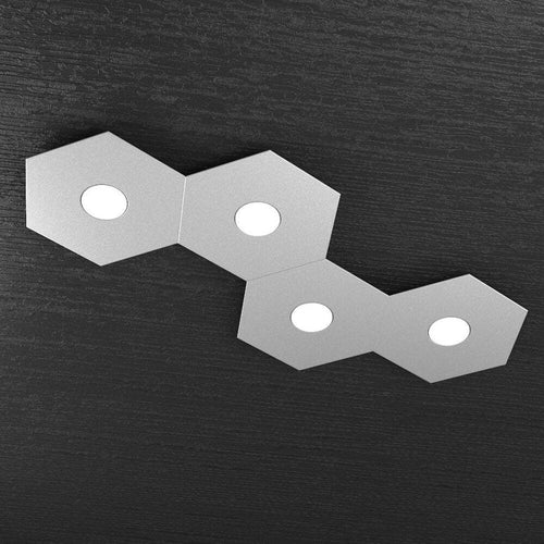 Plafoniera-Moderna-Hexagon-Metallo-Grigio-4-Luci-Led-12X4W