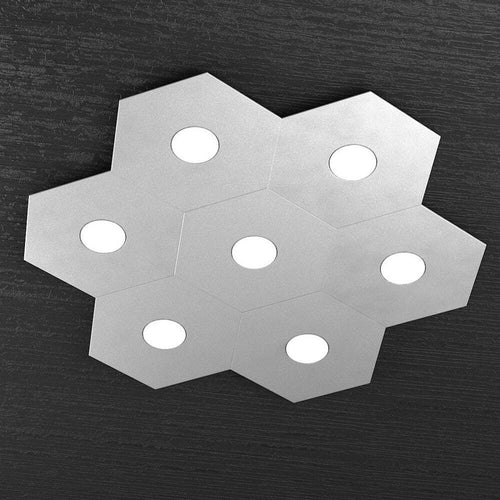 Plafoniera-Moderna-Hexagon-Metallo-Grigio-7-Luci-Led-12X7W