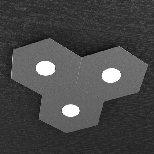 Plafoniera-Moderna-Hexagon-Metallo-Grigio-Antracite-3-Luci-Led-12X3W