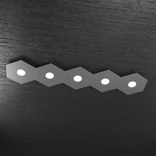 Plafoniera-Moderna-Hexagon-Metallo-Grigio-Antracite-5-Luci-Led-12X5W