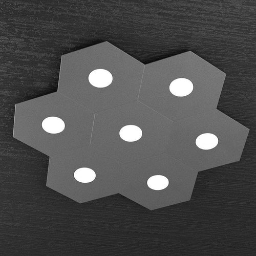 Plafoniera-Moderna-Hexagon-Metallo-Grigio-Antracite-7-Luci-Led-12X7W