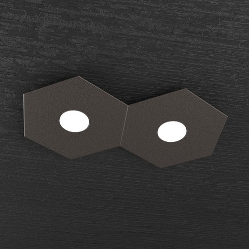 Plafoniera-Moderna-Hexagon-Metallo-Marrone-2-Luci-Led-12X2W
