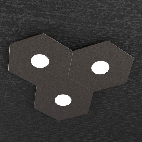 Plafoniera-Moderna-Hexagon-Metallo-Marrone-3-Luci-Led-12X3W
