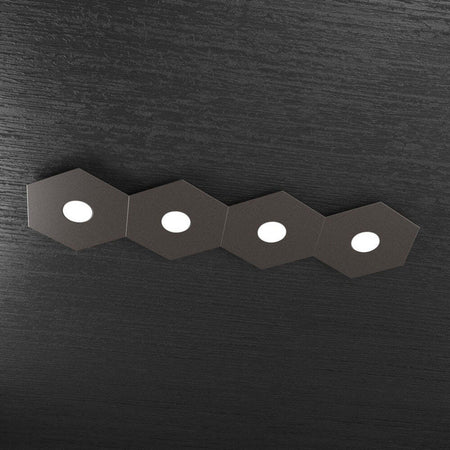 Plafoniera-Moderna-Hexagon-Metallo-Marrone-4-Luci-Led-12X4W