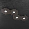 Plafoniera-Moderna-Hexagon-Metallo-Marrone-4-Luci-Led-12X4W