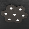 Plafoniera-Moderna-Hexagon-Metallo-Marrone-7-Luci-Led-12X7W
