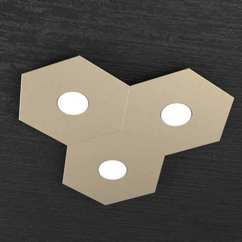 Plafoniera-Moderna-Hexagon-Metallo-Sabbia-3-Luci-Led-12X3W