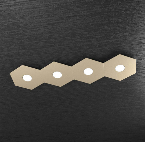 Plafoniera-Moderna-Hexagon-Metallo-Sabbia-4-Luci-Led-12X4W