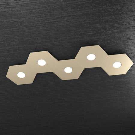 Plafoniera-Moderna-Hexagon-Metallo-Sabbia-5-Luci-Led-12X5W