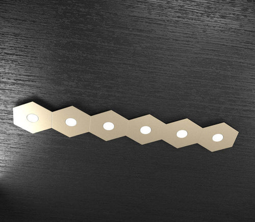 Plafoniera-Moderna-Hexagon-Metallo-Sabbia-6-Luci-Led-12X6W