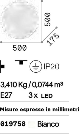 Plafoniera-moderna-Ideal-Lux-GLORY-PL2-D50-019758-E27-LED-vetro-lampada-soffitto-parete