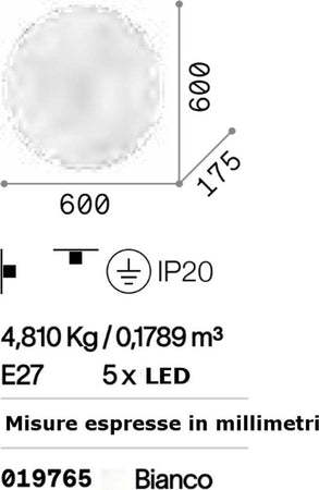 Plafoniera-moderna-Ideal-Lux-GLORY-PL2-D60-019765-E27-LED-vetro-lampada-soffitto