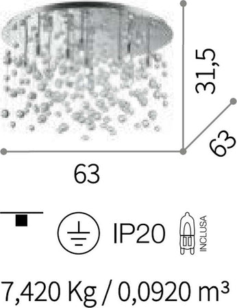 Plafoniera-moderna-Ideal-Lux-NEVE-PL12-G9-LED-022239-101187-lampada-soffitto-metallo-vetro