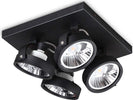 Plafoniera-Moderna-Konig-Metallo-Nero-4X10W-Gu10-3000K-Luce-Calda