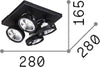 Plafoniera-Moderna-Konig-Metallo-Nero-4X10W-Gu10-3000K-Luce-Calda