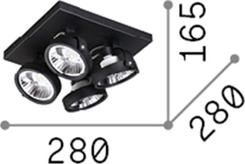 Plafoniera-Moderna-Konig-Metallo-Nero-4X10W-Gu10-3000K-Luce-Calda
